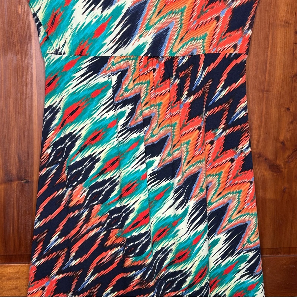 NY Collection Vintage Multicolor Zigzag Beaded Boho Maxi Sleeveless Dress Island - Picture 15 of 17